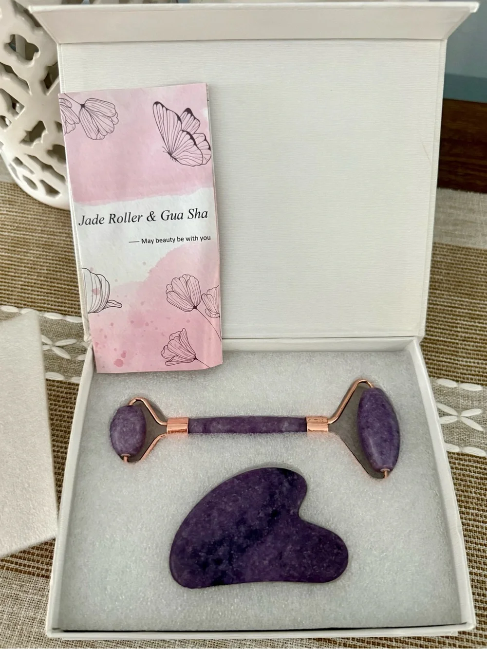 Purple Jade Roller & Gua Sha Facial Massage Set
